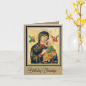 Onze Moeder van Perpetual Help Verjaardag Kaart (Gele Bloem)