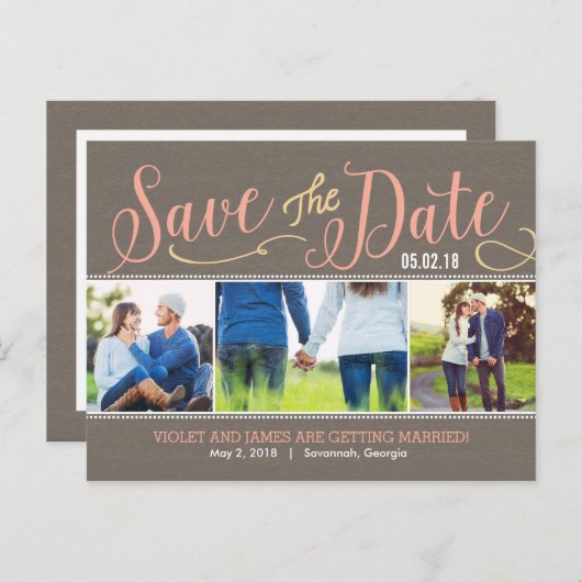 Onze momenten redden de datum Briefkaart - perzik (Voorkant / Achterkant)