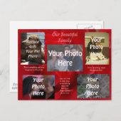 Onze mooie familiefoto's over rode rozen briefkaart (Voorkant / Achterkant)