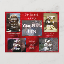 Onze mooie familiefoto's over rode rozen briefkaart