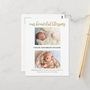 Onze Mooie Zegen Baby Geboorte Aankondiging Briefkaart