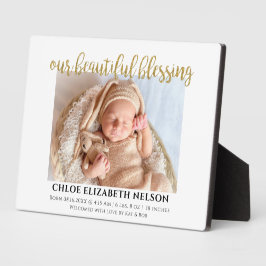 Onze Mooie Zegen Baby Geboorte Elegant Goud Fotoplaat