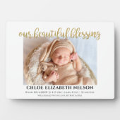 Onze Mooie Zegen Baby Geboorte Elegante Goud Fotoplaat (voorkant)