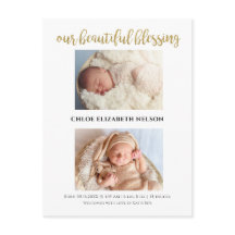 Onze mooie zegengeveegde Baby geboorteaankondiging