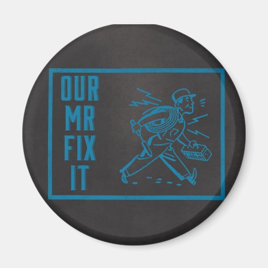 Onze Mr Fix It Blue Chalkboard Magneet (Voorkant)