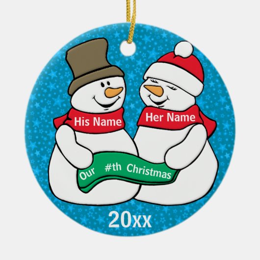 Onze negende kerst keramisch ornament (Voorkant)