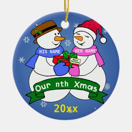 Onze negende kerst keramisch ornament (Voorkant)