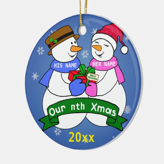 Onze negende kerst keramisch ornament (Links)