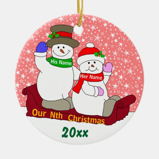 Onze negende kerst keramisch ornament (Voorkant)