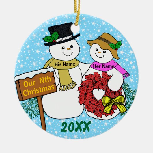 Onze negende kerst keramisch ornament (Voorkant)