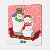 Onze negende kerst keramisch ornament (Links)