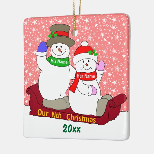 Onze negende kerst keramisch ornament (Links)