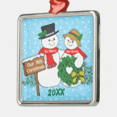 Onze negende kerst metalen ornament (Links)