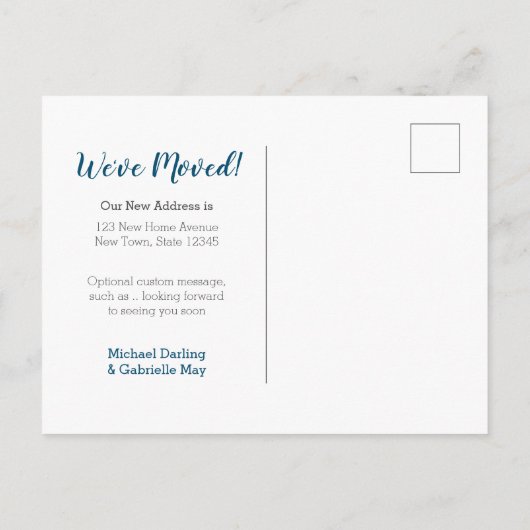 Onze nieuwe aangepaste volledige afloopfoto die we aankondigingskaart (Achterkant)