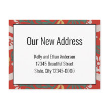 Onze nieuwe Adres Red White Floral kondiging