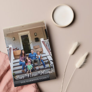 Onze nieuwe adresfamilie Foto Bewegende Aankondigi Briefkaart