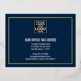 Onze nieuwe adresgegevens - marine - zakelijke Log Folie Uitnodiging Briefkaart