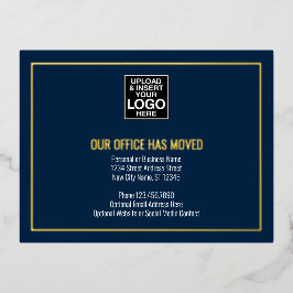 Onze nieuwe adresgegevens - marine - zakelijke Log Folie Uitnodiging Briefkaart