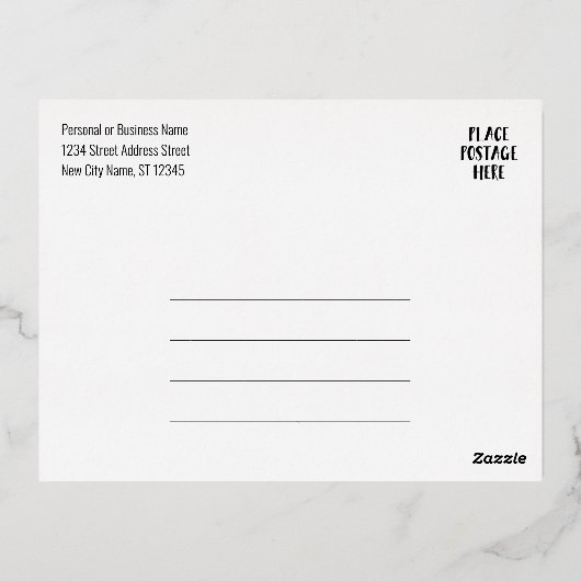Onze nieuwe adresgegevens - marine - zakelijke Log Folie Uitnodiging Briefkaart (Achterkant)