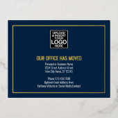 Onze nieuwe adresgegevens - marine - zakelijke Log Folie Uitnodiging Briefkaart (Voorkant)