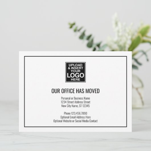 Onze nieuwe adresgegevens met zakelijke Logo Aankondiging (Staand voorkant)