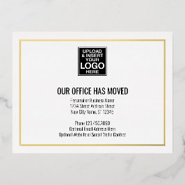 Onze nieuwe adresgegevens met zakelijke Logo Folie Uitnodiging Briefkaart