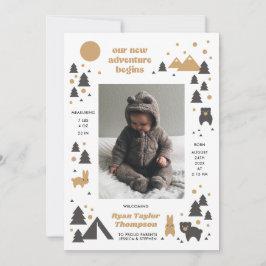 Onze Nieuwe Avontuur Moderne Berg Geboorteaankondi Kaart