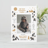 Onze Nieuwe Avontuur Moderne Berg Geboorteaankondi Kaart (Staand voorkant)