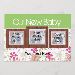 Onze nieuwe baby, aangepaste foto-koninklijke kaar aankondiging