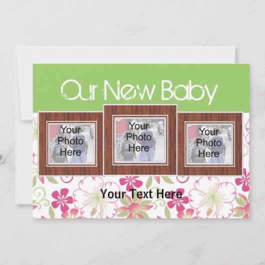 Onze nieuwe baby, aangepaste foto-koninklijke kaar aankondiging (Voorkant)