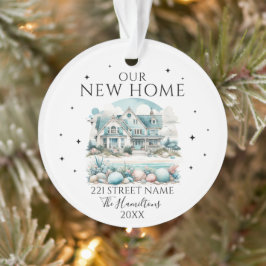 Onze nieuwe Beach Home Aangepast adres Kerstmis Ornament
