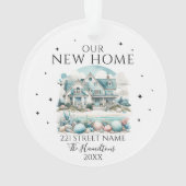 Onze nieuwe Beach Home Aangepast adres Kerstmis Ornament (achterkant)