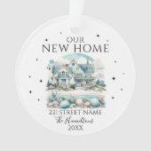 Onze nieuwe Beach Home Aangepast adres Kerstmis Ornament (voorkant)