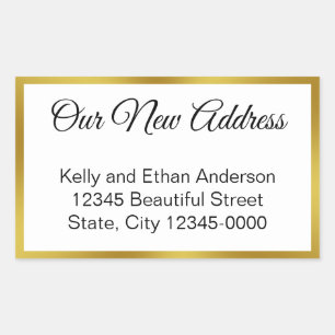 Onze nieuwe bekendmaking van het Adres White en Go Rechthoekige Sticker