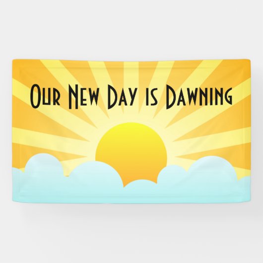 Onze nieuwe dag is vandaag spandoek (Horizontaal)