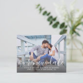 Onze nieuwe datum Handgeschreven de Berichten van  Aankondigingskaart (Staand voorkant)