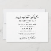 Onze Nieuwe Datum Moderne Kalligrafie Bruiloft Fot Save The Date (Achterkant)