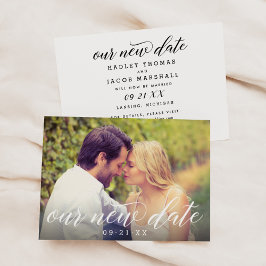 Onze Nieuwe Datum Moderne Kalligrafie Bruiloft Fot Save The Date