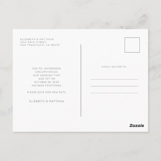 Onze nieuwe datum opslaan Eenvoudig aangepaste fot Briefkaart (Achterkant)