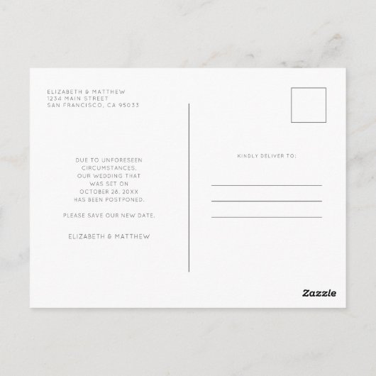 Onze nieuwe datum opslaan Eenvoudig aangepaste fot Briefkaart (Achterkant)