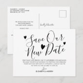 Onze Nieuwe Datumplannen Hart Huwelijk Uitstel Aankondigingskaart (Voorkant / Achterkant)