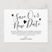 Onze Nieuwe Datumplannen Hart Huwelijk Uitstel Aankondigingskaart (Voorkant)