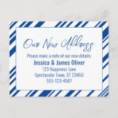 Onze nieuwe Diagonale Stripes van het Adres Blauw  Briefkaart (Voorkant)