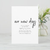 Onze nieuwe Digs Housewarming Party uitnodiging (Staand voorkant)