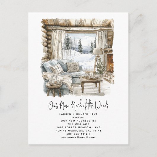 Onze nieuwe hals van de Bossen bewegende wintervak Aankondigingskaart (Voorkant)