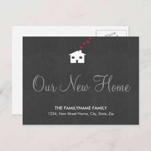 Onze nieuwe Home Change of Address Briefkaarten (Voorkant / Achterkant)