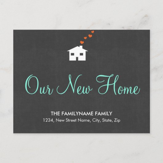 Onze nieuwe Home Change of Address Briefkaarten (Voorkant)