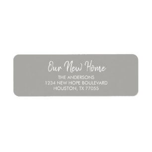 Onze nieuwe Home Return Address Labels Grijs