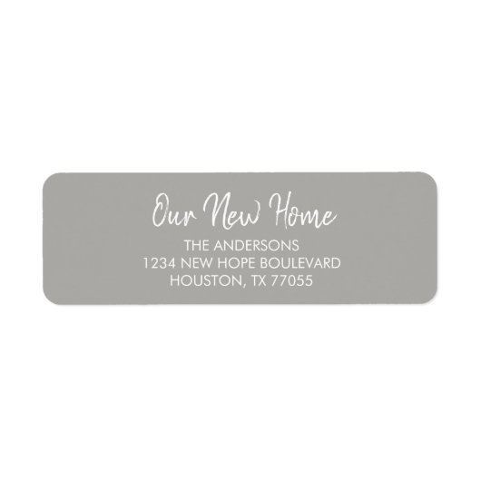 Onze nieuwe Home Return Address Labels | Grijs (Voorkant)