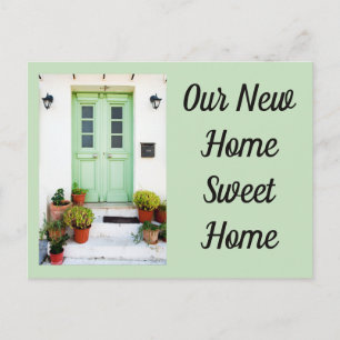 Onze nieuwe Home Sweet Home Groene Deuren Bewegen Briefkaart